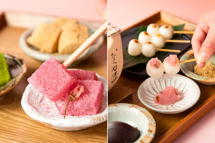 食べ比べ春色わらび餅・焼き団子